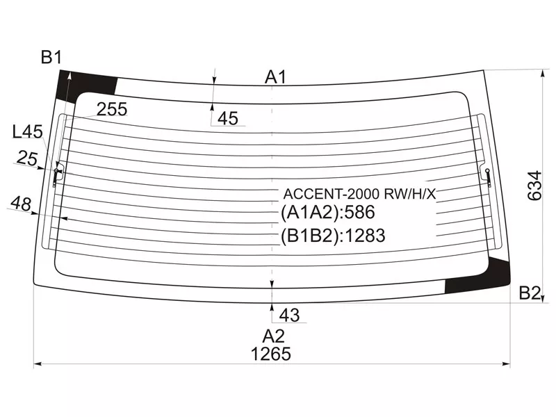 Стекло заднее (Цвет зеленый/ Обогрев) Hyundai Accent 99-12 / Verna 00-06 - Артикул ACCENT2000RWHX - Производитель Xyg - Фото, Отзывы, Цены 