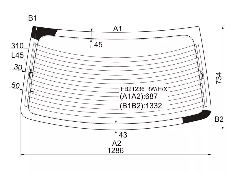 Стекло заднее (Цвет зеленый/ Обогрев) Hyundai Elantra 00-09 / Avante 00-06 - Артикул FB21236RWHX - Производитель Xyg - Фото, Отзывы, Цены 