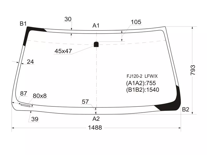 Стекло лобовое Toyota Land Cruiser Prado (J120) 02-09 / Lexus GX 02-09 - Артикул FJ1202LFWX - Производитель Xyg - Фото, Отзывы, Цены 
