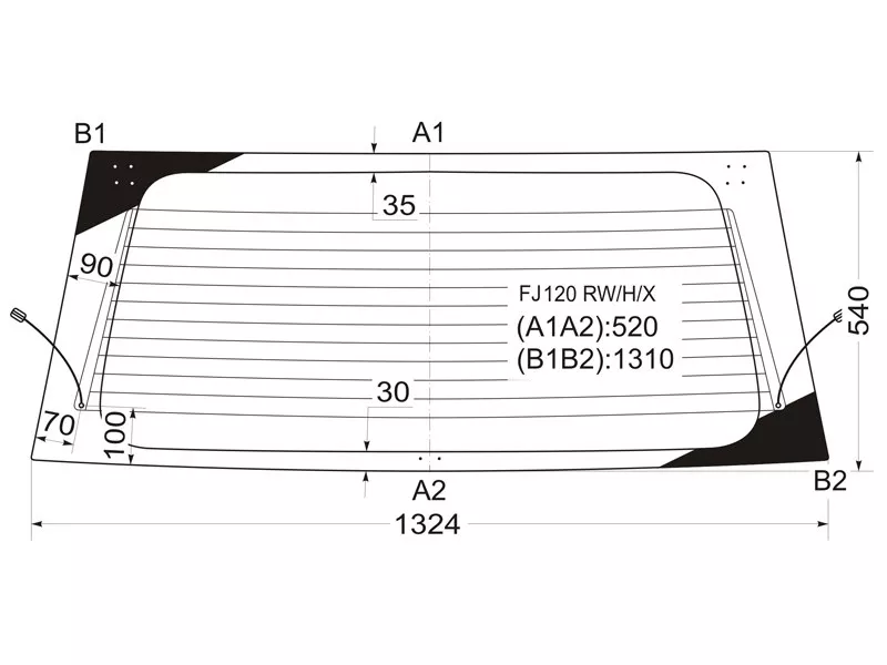 Стекло заднее (Цвет зеленый/ Обогрев) Toyota Land Cruiser Prado (J120) 02-09 - Артикул FJ120RWHX - Производитель Xyg - Фото, Отзывы, Цены 