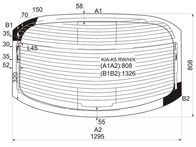 Стекло заднее (Цвет зеленый/ Обогрев/ Антенна) Kia K5 10-15 / Optima 10-16 - Артикул KIAK5RWHX - Производитель Xyg - Фото, Отзывы, Цены 