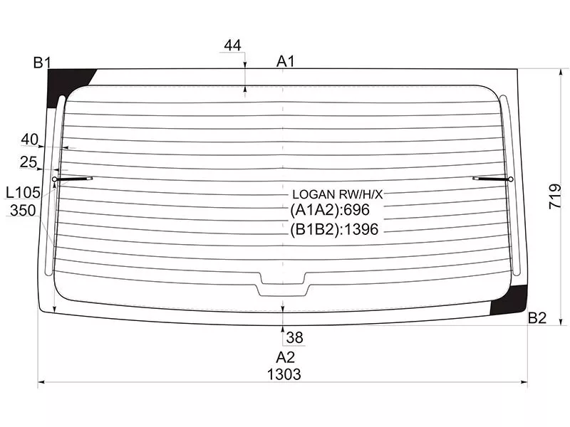 Стекло заднее (Цвет зеленый/ Обогрев) Renault Logan 04-16 / Dacia Logan 04-08 - Артикул LOGANRWHX - Производитель Xyg - Фото, Отзывы, Цены 