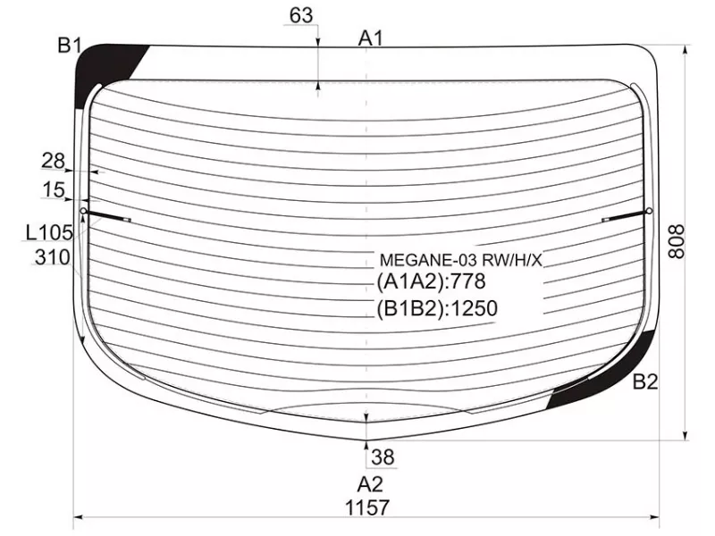 Стекло заднее (Цвет зеленый/ Обогрев/ 4D SED) Renault Megane 02-09 - Артикул MEGANE03RWHX - Производитель Xyg - Фото, Отзывы, Цены 