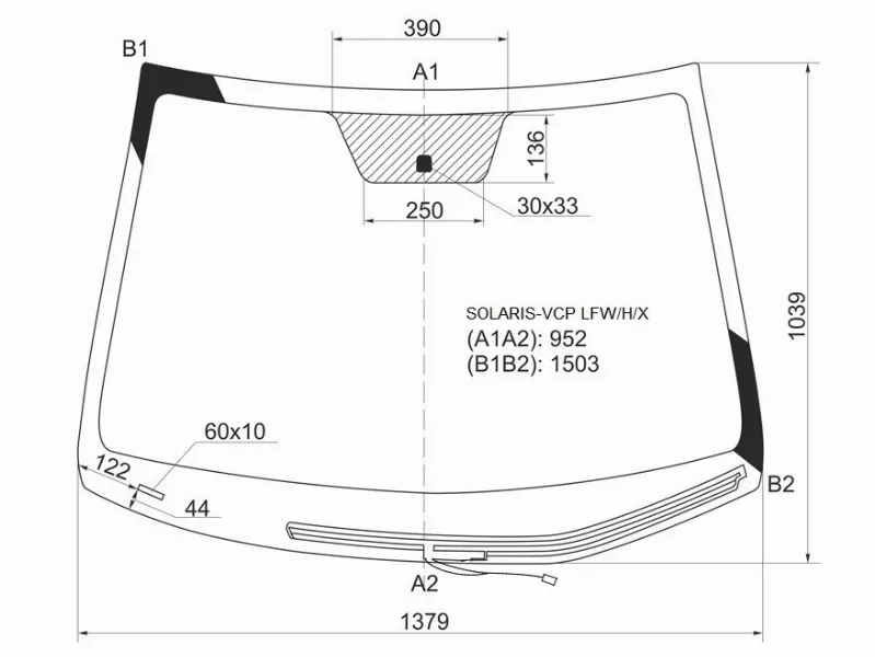 Стекло лобовое (Обогрев щеток) Hyundai Solaris 10-17 / Kia Rio 11-17 - Артикул SOLARISVCPLFWHX - Производитель Xyg - Фото, Отзывы, Цены 