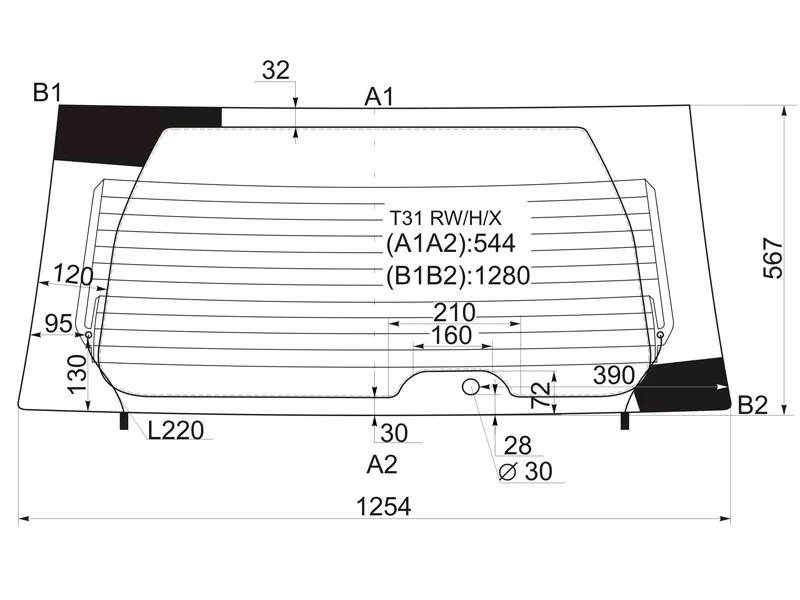 Стекло заднее (Цвет зеленый/ Обогрев) Nissan X-Trail 07-15 - Артикул T31RWHX - Производитель Xyg - Фото, Отзывы, Цены 