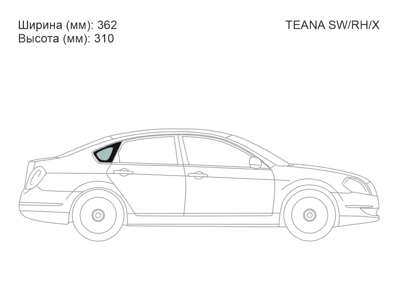 Стекло кузова боковое (не опускное) (Справа/ Цвет зеленый) Nissan Teana 03-08 - Артикул TEANASWRHX - Производитель Xyg - Фото, Отзывы, Цены 