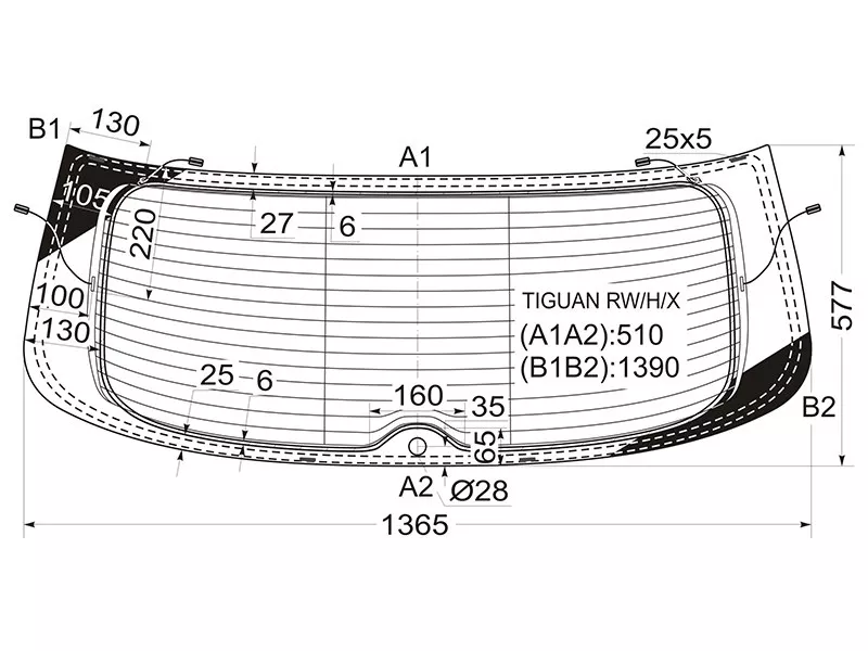 Стекло заднее (Цвет зеленый/ Обогрев/ Антенна) Volkswagen Tiguan 06-17 - Артикул TIGUANRWHX - Производитель Xyg - Фото, Отзывы, Цены 