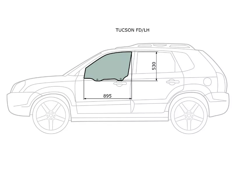 Стекло боковое опускное (Спереди/ Слева/ Цвет зеленый) Hyundai Tucson 04-09 - Артикул TUCSONFDLH - Производитель Xyg - Фото, Отзывы, Цены 