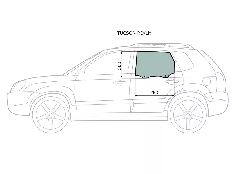 Стекло заднее левое опускное -  для HYUNDAI TUCSON