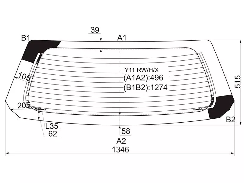 Стекло заднее (Цвет зеленый/ Обогрев) Nissan AD 99-02 / Wingroad 99-01 - Артикул Y11RWHX - Производитель Xyg - Фото, Отзывы, Цены 